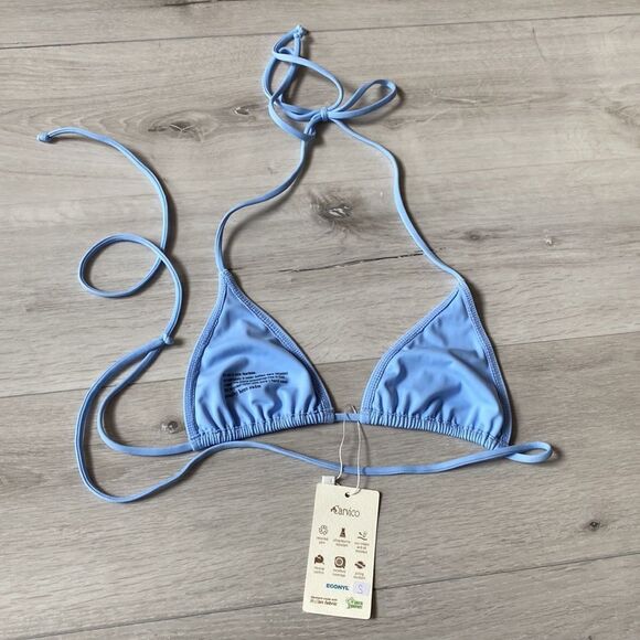 Carvico Classic Triangle‎ Bikini Top Light Blue S Nwt - Picture 4 of 4